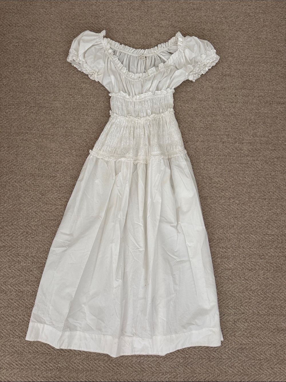 Women’s long DOEN dress smocked ruffle